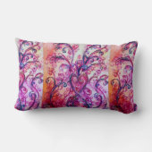 ピンクの明るい赤紫色お洒落がハートで飾られる ランバークッション (裏面)