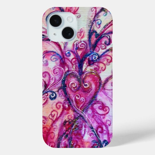 ピンクの明るい赤紫色お洒落がハートで飾られる Case-Mate iPhoneケース (裏面)