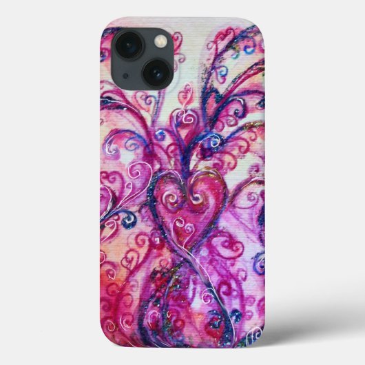 ピンクの明るい赤紫色お洒落がハートで飾られる Case-Mate iPhoneケース (裏面)