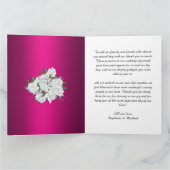 ピンクの明るい赤紫色とホワイトローズヴィンテージウェディング サンキューカード (内部)