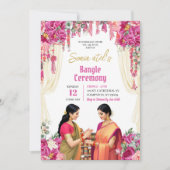ピンクの明るい赤紫色インドバングルショオラセレモニー 招待状 (正面)