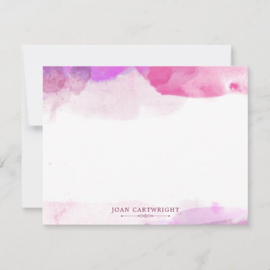 ピンクの明るい赤紫色スミレの水の色あなたの名前を追加 ノートカード (正面)