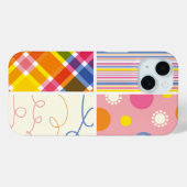 ピンクの明るい赤紫色プレストライプイドのドット落書きパターン Case-Mate iPhoneケース (裏面 (横))