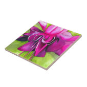 ピンクの明るい赤紫色ポップ・アートのアート水彩花 タイル (側面)