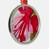 ピンクの明るい赤紫色ポップ・アートのアート水彩花 メタルオーナメント (右)