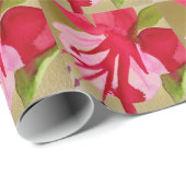 ピンクの明るい赤紫色ポップ・アートのアート水彩花 ラッピングペーパー (ロールコーナー)