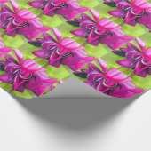 ピンクの明るい赤紫色ポップ・アートのアート水彩花 ラッピングペーパー (角)
