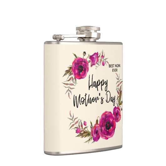 ピンクの明るい赤紫色最高のポピーズママ今まで – 母の日 フラスク (右)