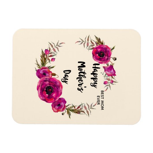 ピンクの明るい赤紫色最高のポピーズママ今まで – 母の日 マグネット (横)