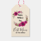 ピンクの明るい赤紫色最高のポピーズママ – 母の日 ギフトタグ (正面)