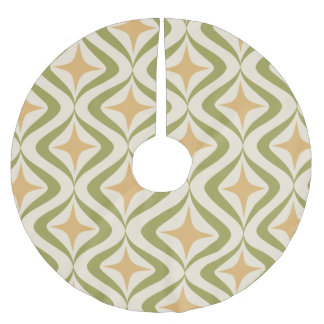 ピンクの星およびグリーン・ウェーブ ブラッシュドポリエステルツリースカート