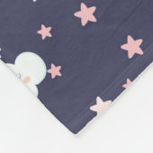 ピンクの星と雲と月の中の可愛いウサギ フリースブランケット (角)