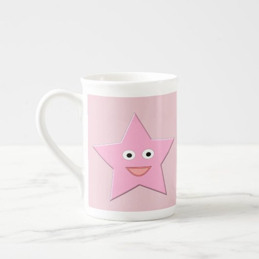 ピンクの星のマグカップ ボーンチャイナマグカップ (左)