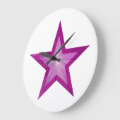 ピンクの星の丸い白 ラージ壁時計 (傾斜)