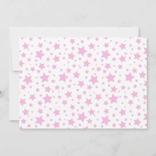 ピンクの星の写真それは女の子のベビーシャワーの招待状です 招待状 (裏面)