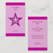 ピンクの星の名刺ピンクのストライプ縦型 名刺 (正面/裏面)