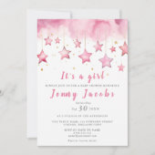 ピンクの星の夢のような赤ちゃんシャワーの招待 招待状 (正面)