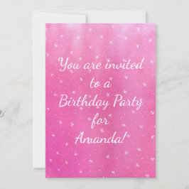 ピンクの星の組み合わせ ホワイトスター 誕生日パーティー招待状 招待状