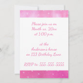 ピンクの星の組み合わせ ホワイトスター 誕生日パーティー招待状 招待状 (裏面)