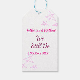 ピンクの星の誓の更新結婚記念日モダン ギフトタグ