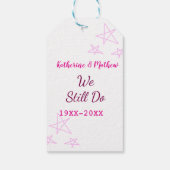 ピンクの星の誓の更新結婚記念日モダン ギフトタグ (裏面)