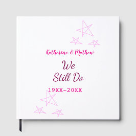 ピンクの星の誓の更新結婚記念日モダン ゲストブック