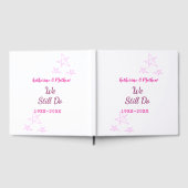 ピンクの星の誓の更新結婚記念日モダン ゲストブック (全面)