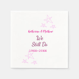 ピンクの星の誓の更新結婚記念日モダン スタンダードカクテルナプキン