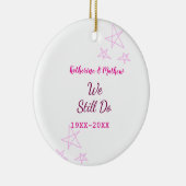 ピンクの星の誓の更新結婚記念日モダン セラミックオーナメント (右)