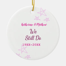 ピンクの星の誓の更新結婚記念日モダン セラミックオーナメント