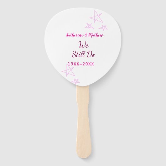 ピンクの星の誓の更新結婚記念日モダン ハンドファン (正面)