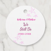 ピンクの星の誓の更新結婚記念日モダン フェイバータグ (裏面)