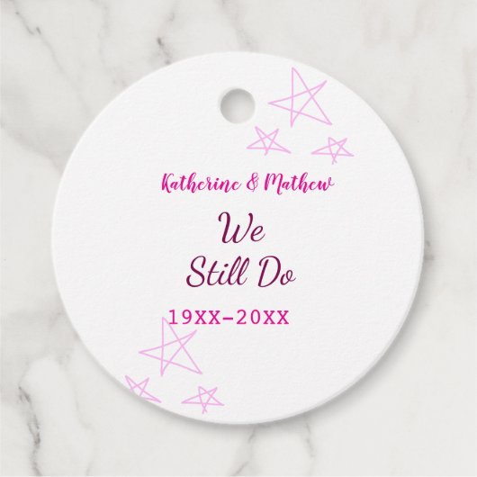 ピンクの星の誓の更新結婚記念日モダン フェイバータグ (正面)