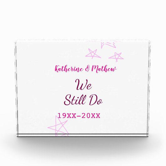 ピンクの星の誓の更新結婚記念日モダン フォトブロック (正面)