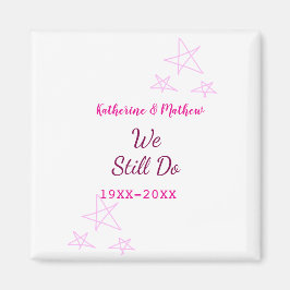 ピンクの星の誓の更新結婚記念日モダン マグネット