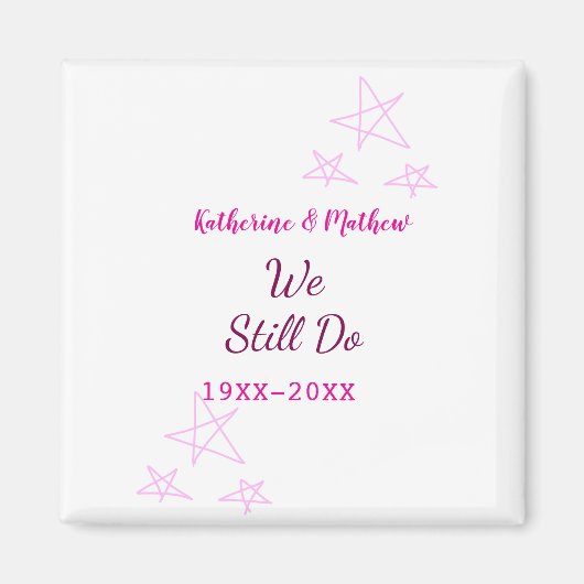 ピンクの星の誓の更新結婚記念日モダン マグネット (正面)