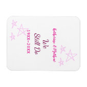 ピンクの星の誓の更新結婚記念日モダン マグネット (横)