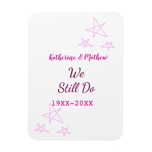 ピンクの星の誓の更新結婚記念日モダン マグネット (縦)