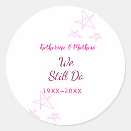 ピンクの星の誓の更新結婚記念日モダン ラウンドシール