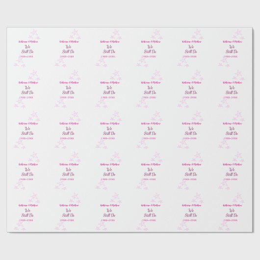 ピンクの星の誓の更新結婚記念日モダン ラッピングペーパー (フラット)