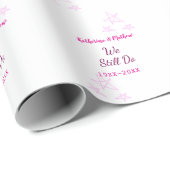 ピンクの星の誓の更新結婚記念日モダン ラッピングペーパー (ロールコーナー)