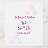 ピンクの星の誓の更新結婚記念日モダン ワインラベル (シングルラベル)