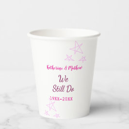 ピンクの星の誓の更新結婚記念日モダン 紙コップ