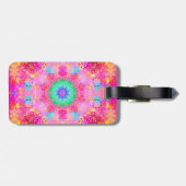 ピンクの星及び泡フラクタルパターン ラゲッジタグ (裏面横)