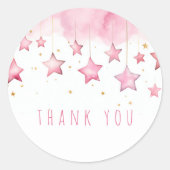 ピンクの星感謝していのステッカー ラウンドシール (正面)
