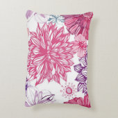 ピンクの星状体およびダリアが付いているパターン アクセントクッション (裏面(縦))