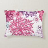 ピンクの星状体およびダリアが付いているパターン アクセントクッション (裏面)