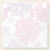 ピンクの星状体およびダリアが付いているパターン ガラスコースター (裏面)