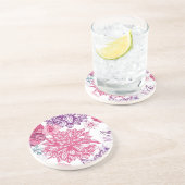 ピンクの星状体およびダリアが付いているパターン コースター (側面)