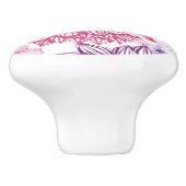 ピンクの星状体およびダリアが付いているパターン セラミックノブ (側面)